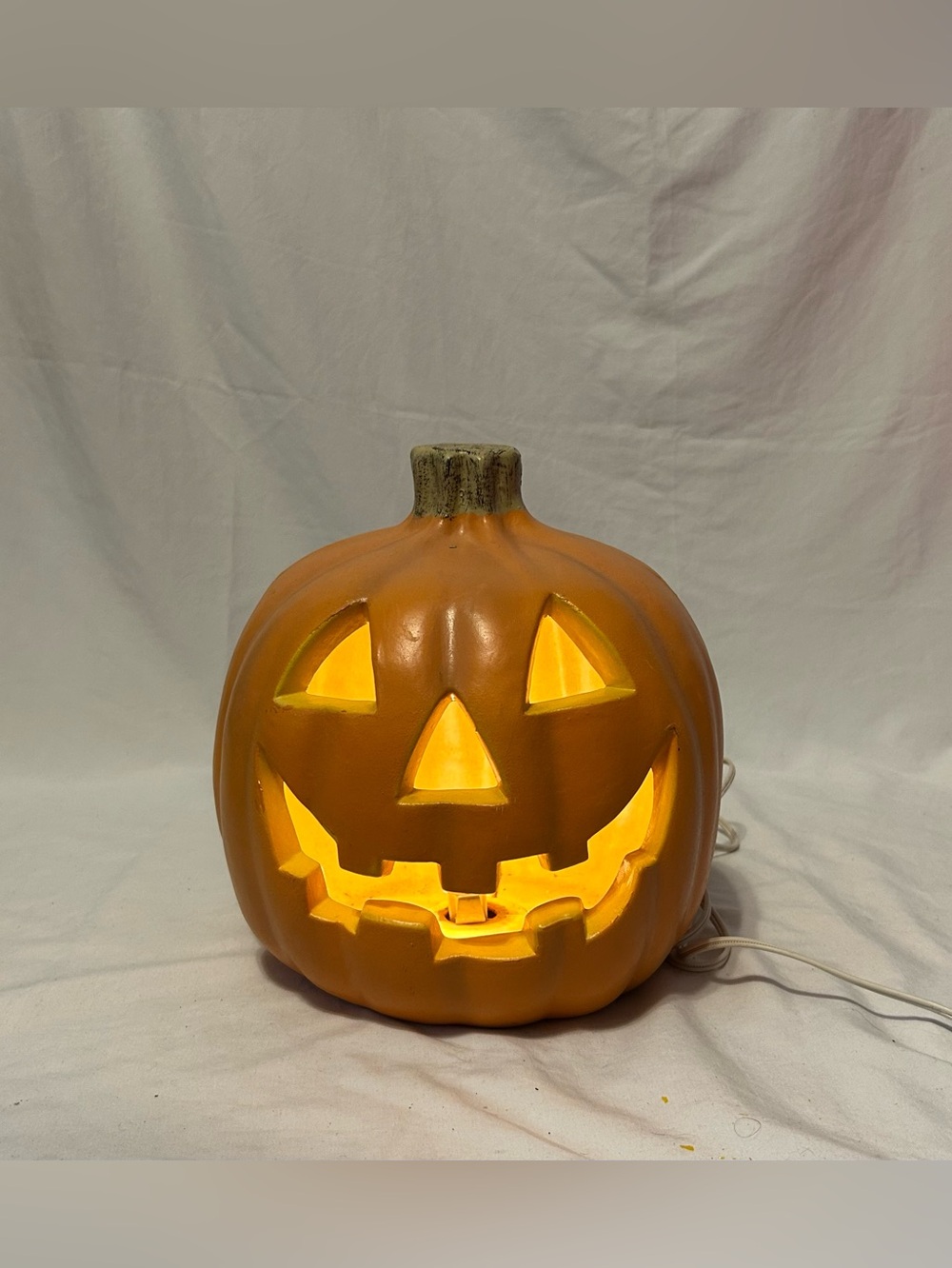Vintage Hard Plastic Blow Mold Lighted Pumpkin Jack-O-Lantern Halloween Decor
